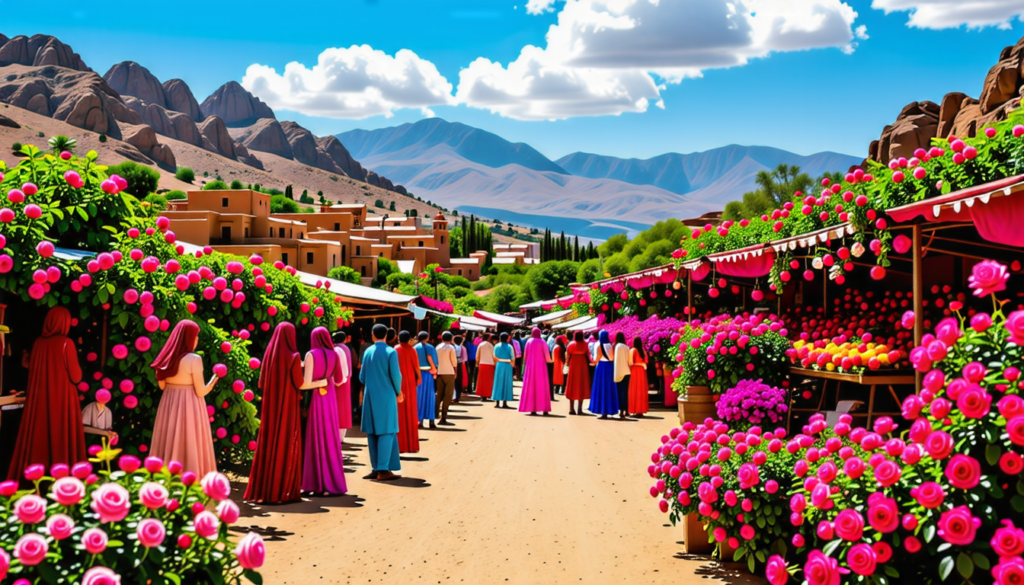 découvrez le festival des roses dans la vallée du dadès, un événement enchanteur célébrant la beauté des roses dans un cadre pittoresque. profitez de spectacles traditionnels, de défilés colorés et de dégustations de spécialités locales tout en explorant la culture riche de cette région marocaine.