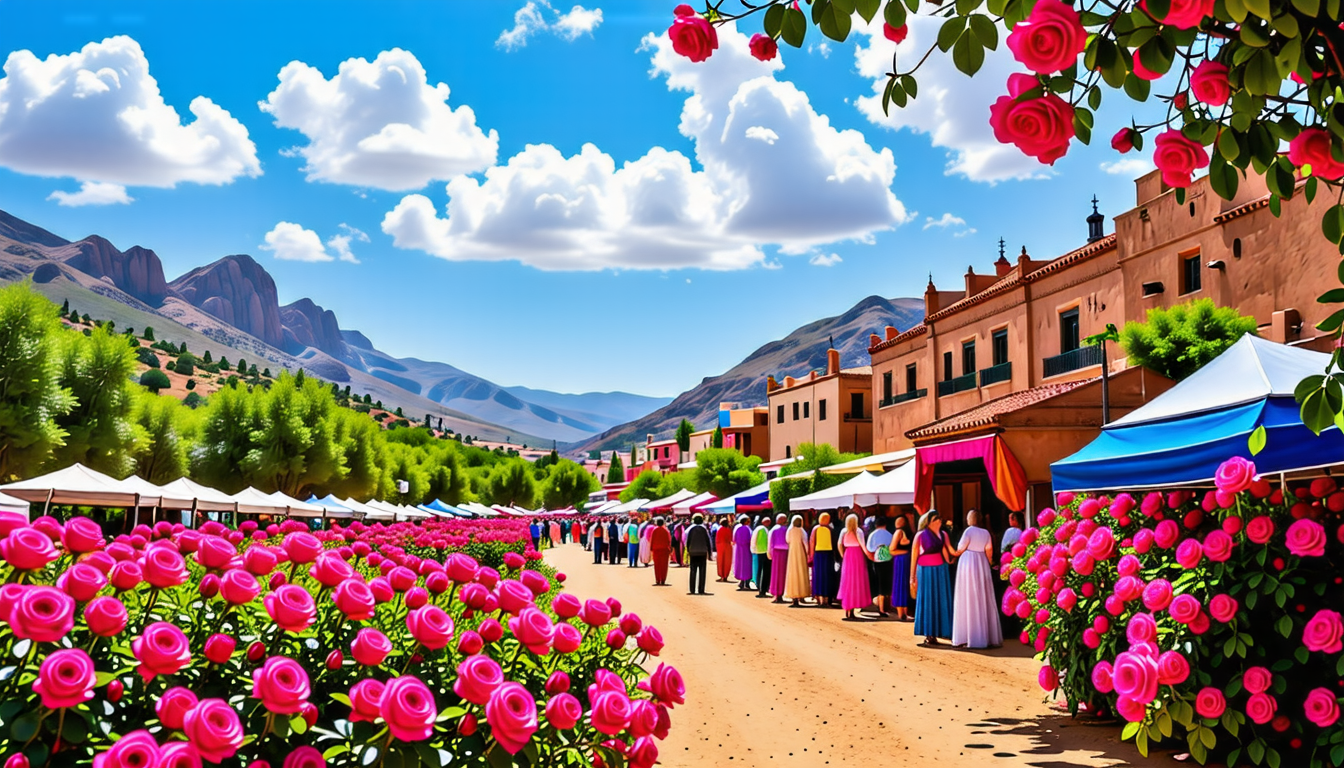 découvrez le festival des roses dans la vallée du dadès, un événement culturel enchanteur célébrant la beauté et l'arôme des roses. participez à des ateliers artisanaux, des spectacles traditionnels et savourez la gastronomie locale au cœur de paysages époustouflants. une expérience inoubliable pour les amoureux de la nature et de la culture marocaine!