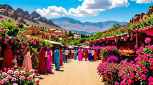 découvrez le festival des roses dans la vallée du dadès, un événement enchanteur célébrant la beauté des roses dans un cadre pittoresque. profitez de spectacles traditionnels, de défilés colorés et de dégustations de spécialités locales tout en explorant la culture riche de cette région marocaine.